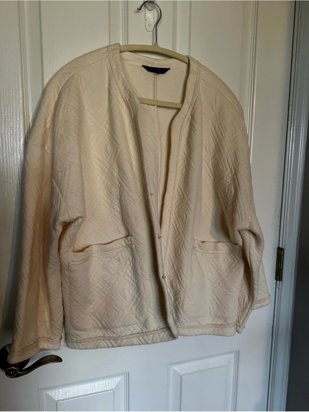 Banana Republic Petite Quilted Jacket Cream Ivory Size Large